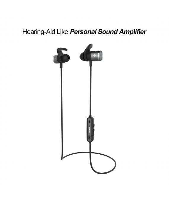 AMPSound Hearing-Aid Bluetooth Headphones - Silver