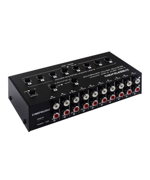 2-In 8-Out Selector Audio Switch Distributor - RCA interface
