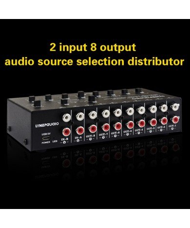 2-In 8-Out Selector Audio Switch Distributor - RCA interface
