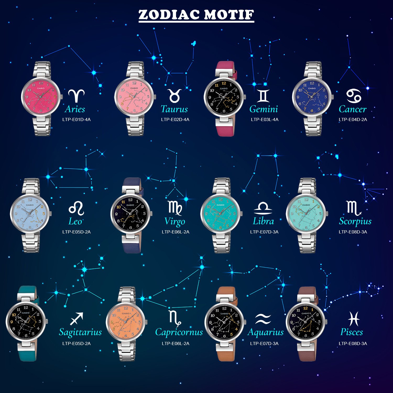 Casio Ladies Women's Analog Watch 12 Zodiac Signs series