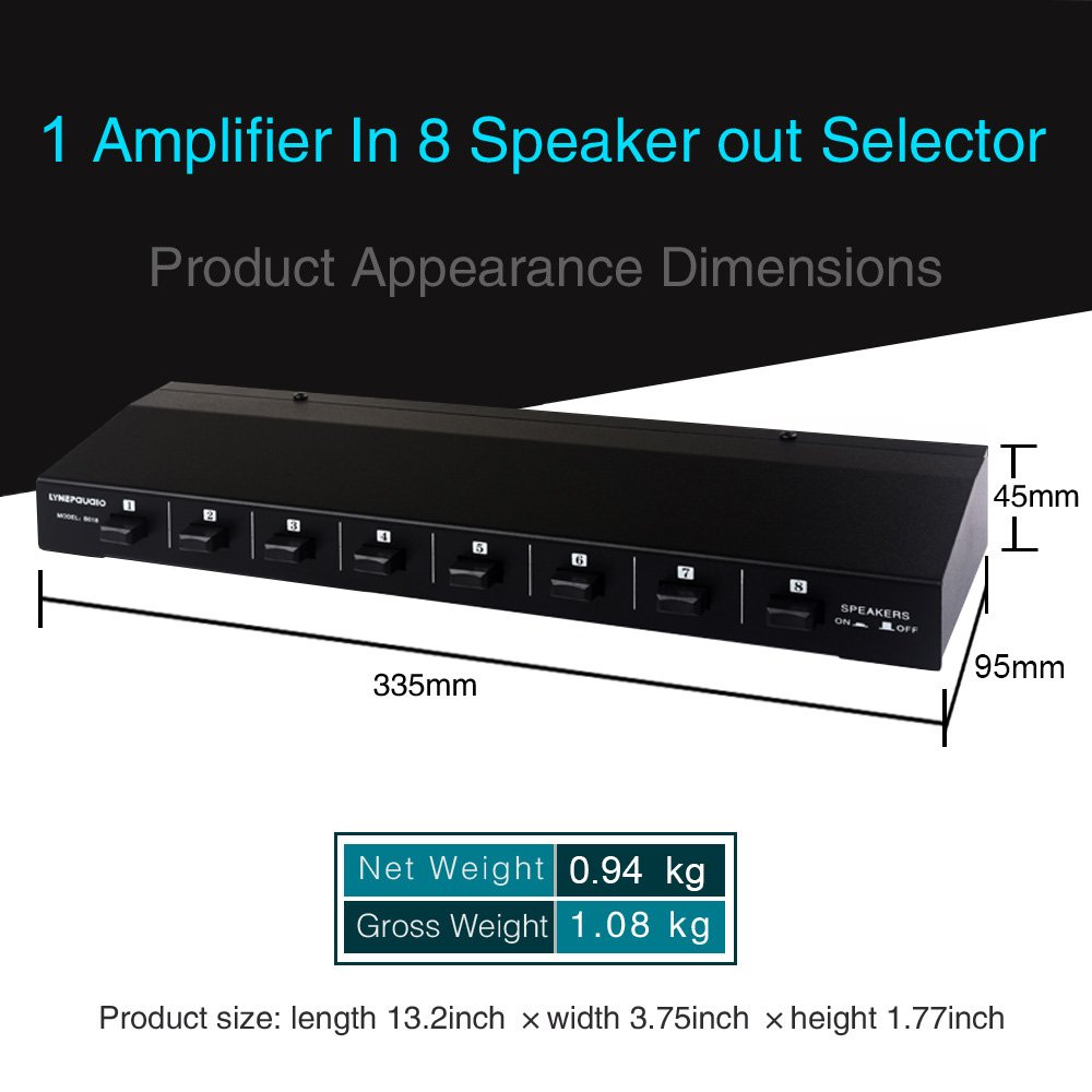 1 In 8 Out Selector Audio Switch Distributor