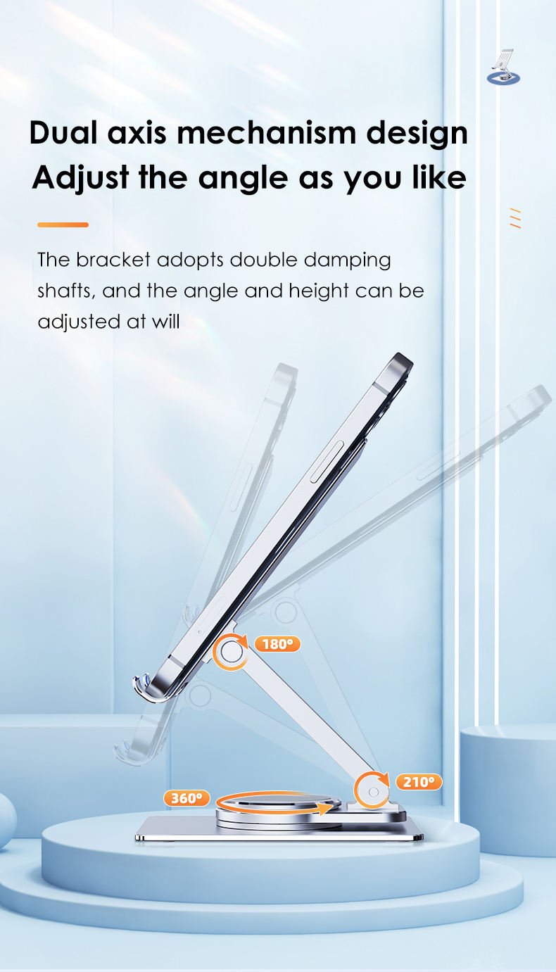 Foldable 360 Rotation Alloy Phone and Tablet Stand